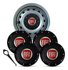Jogo 4 Calotas Tampa Centro De Roda Ferro Fiat Aro 14 15 4x100
