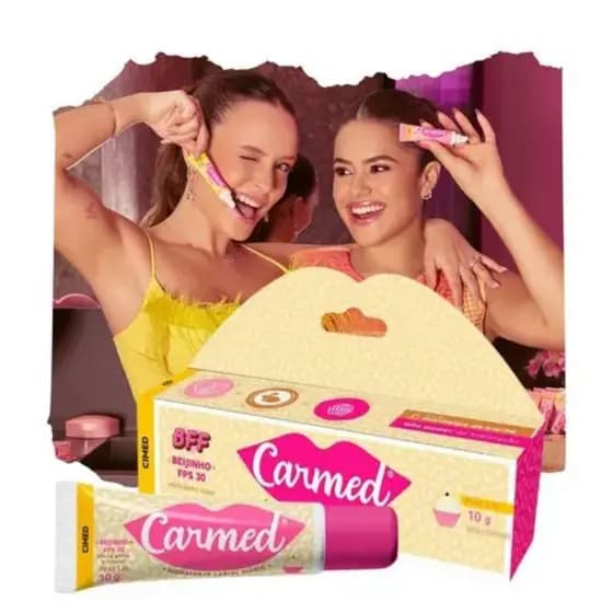 Carmed BFF Beijinho FPS 30 10 g – Protetor Labial Hidratante com Gloss Incolor e Aroma Coco