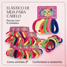 KIT 6 Elásticos de Meia para Cabelo Colorido – Xuxinha Macia para Prender Cabelo