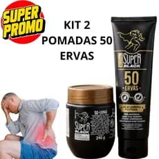 Kit Pomada 50 Ervas Super Black 150g + 240g Alívio Imediato, Relaxamento Muscular e Ação Refrescante