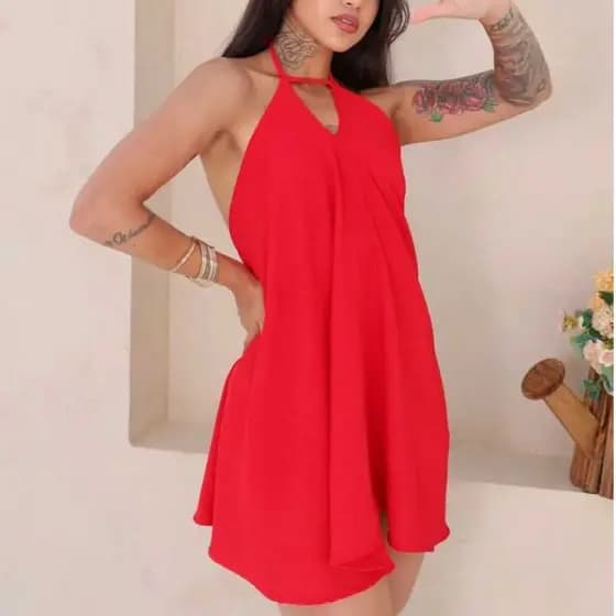 macaquinho\vestido de duna Tomara Que Caia - Modelo Confortável E Versátil Para O Dia-A-Dia Ou Eventos Casuais