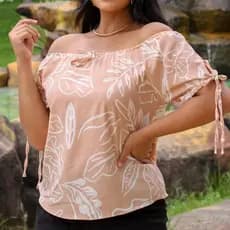 Blusa ciganinha plus size femenina ombro a ombro manga curta em duna