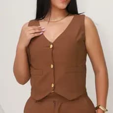 Colete Feminino Alfaiataria Sensorial Marrante Premium Feminino com Botões