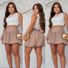 Saia Balone alfaiateria Curta Feminina Tendecia Moda
