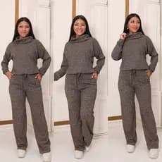 Conjunto Femenino Lanzinha Canelada Premium 2 Peças Blusa com gola e Pantalona