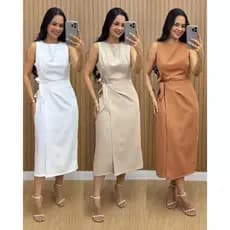 Vestido Feminino Alfaiataria Premium Midi com Amarração Lateral Elegante | PMG GG Moda 2026