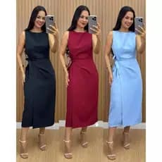 Vestido Feminino Alfaiataria Premium Midi com Amarração Lateral Elegante | PMG GG Moda 2026