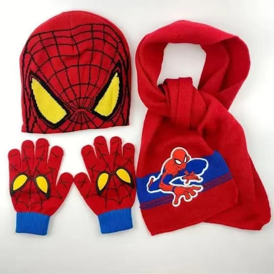 Novo Chapéu Do Homem-Aranha , Luva , Cachecol Conjunto De Várias Peças , Malha De Desenho Animado De Minions Infantis El