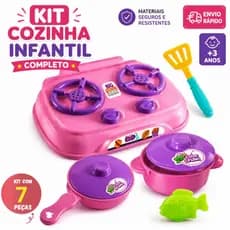 Kit Cozinha Infantil Completo Fogãozinho Panelinhas Brinquedo Educativo Rosa Menina
