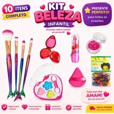 Kit Beleza Infantil Completo com 10 Itens | Maquiagem Infantil