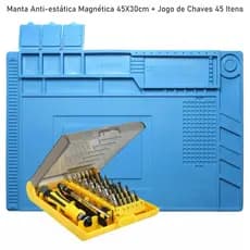 Kit Manta Antiestática Magnética GRANDE 45x30cm + Jogo de Chaves 45 Peças Original