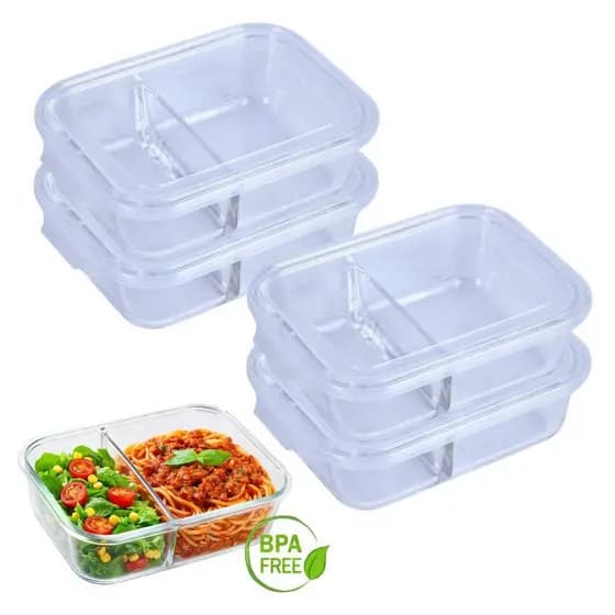 KIT 4 Pote Vidro Hermético Grande 1000ml com Divisória Mor