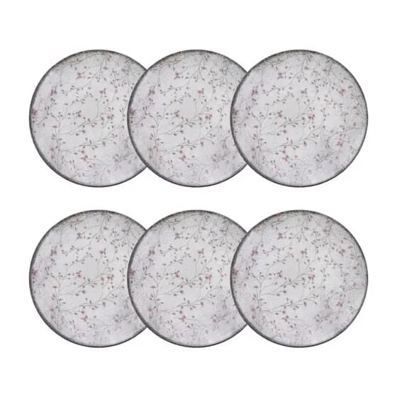 Conjunto 6 Pratos Sobremesa 19cm Porcelana Floralis Tramontina