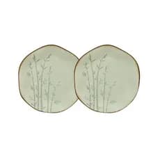 Conjunto 2 Pratos de Sobremesa 21,5 cm Ryo Bambu Porcelana Oxford