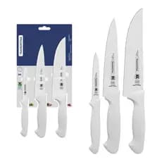 Jogo 3 Facas Premium Inox Polipropileno Branco Tramontina