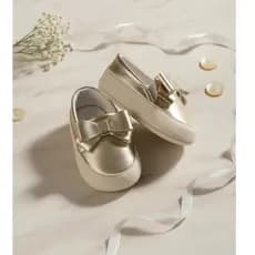 Slip On Infantil Com Laço Ouro