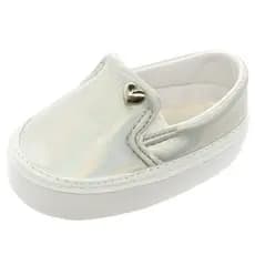Sapatinho de bebe Menina Slip On Coração Metal