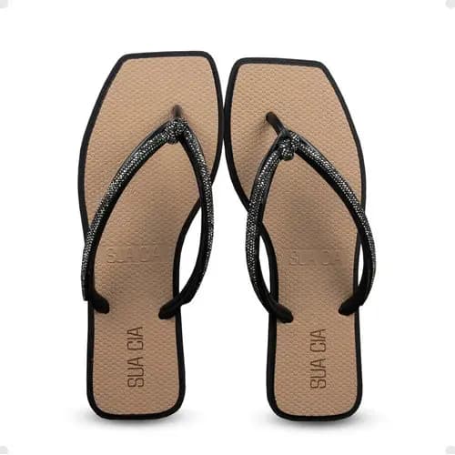 Chinelo Feminino Sua Cia Rasteira De Dedo Com Strass Brilho Envio 24hrs