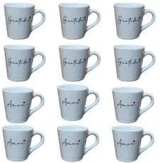 Jogo Caneca Porcelana Gratidao Amor Xícara Personalizada Chá Café