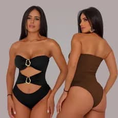Body maiô feminino fivela tomara que caia blogueira moda praia verão elegante luxo premium sensual
