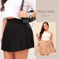 Short saia feminino colegial curta plissado rodada moda verão casual elegante feminina festas