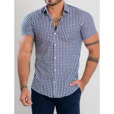 Camisa Xadrez Manga Curta Slim Estilo Verão Casual Respirável Preço Baixo Direto Da Fábrica