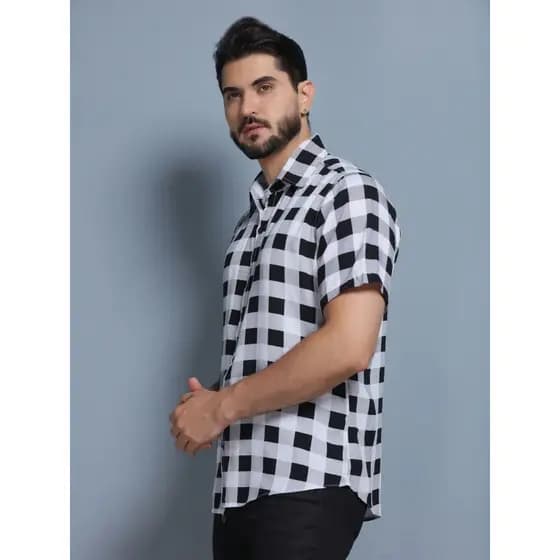Camisa Social Estampada xadrez Masculina manga curta festa junina 2026