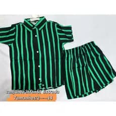 camisa listrada conjunto infantil Manga Curto
