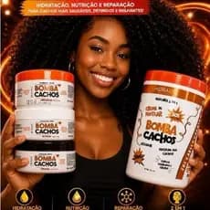 Super Kit Bomba Cachos Cronograma Capilar Bomba Cachos Completo + Creme de Pentear Ativador 4 itens Hidralize