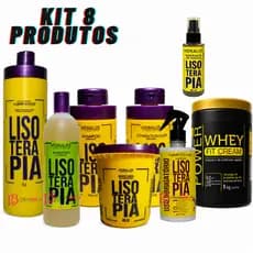 Kit Shampoo Condicionador Progressiva Lisoterapia 1L Sem Formol Com 8 produtos