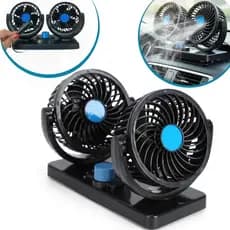 Ventilador Portátil para Carro DC 24V com Duas Cabeças, Baixo Ruído, 2 Velocidades