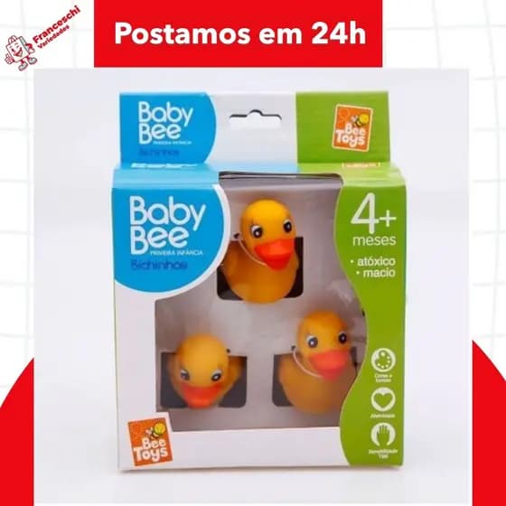 Kit 3 Patinhos de Borracha Para Banho Piscina Bebê Infantil atóxico macio.