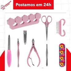 Kit Manicure e Pedicure com 9 Peças completo cor sortida a pronta entrega promoção