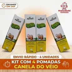 04 Pomadas Massageadora Canela do Véio Para Dores Produto Natural Original Apinil Cosméticos