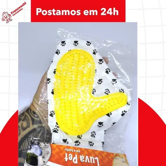Luva Para Banho Dos Pets Limpeza E Higienização Massagem tira pelos Amarela conforto para seu pet.