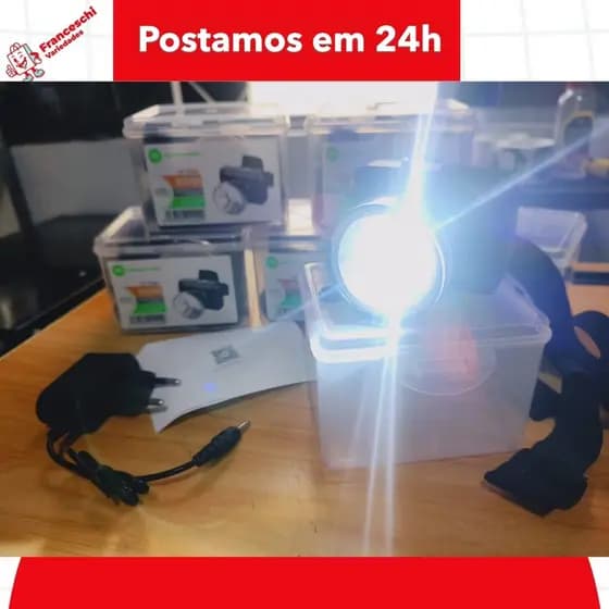 Lanterna De Cabeça Recarregável Potente Profissional Com Carregador Manual e Case para transporte