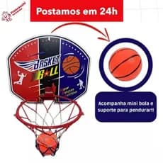 Mini tabela de basquete infantil com bola, bomba para encher e ventosa completo brinquedo