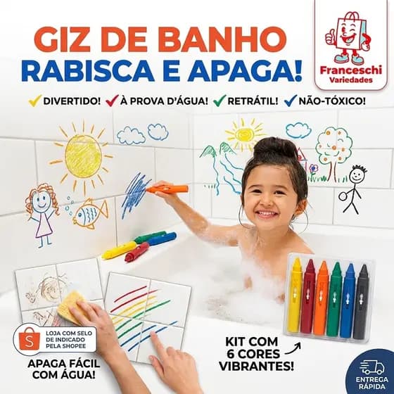 Giz Rabisca E Apaga Com Água Para Copo Azulejo Box Banheira diversão para as crianças brinquedo