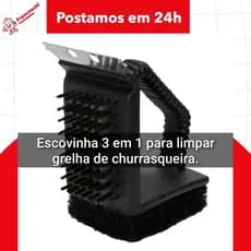 Escova para limpeza de grelha churrasqueira 3 em 1 aço inox limpeza pesada pratica