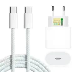 Kit Carregador Turbo PD com Cabo Tipo-C Reforçado para Celular Tablet