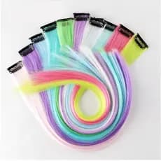 Aplique Tic Tac Fios de Cabelo Colorido Luminoso  Extra Brilho