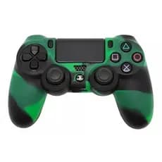 Capa de Silicone para Controle PS4 Verde Camuflada Lavável + Grips de brinde