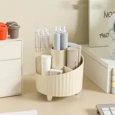 Porta-Escovas De Maquiagem Rotativo 360 , Organizador De Escrivaninha Com 5 Ranhuras Armazenamento De Cosméticas Para Vaidade , Decoração De Dormitório Banheiro
