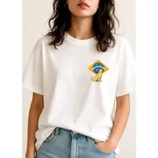 Camiseta Feminina Brasil - Rumo ao Hexa Cachorro Caramelo - 100% Algodão Blusa Copa do Mundo Confortável e Minimalista