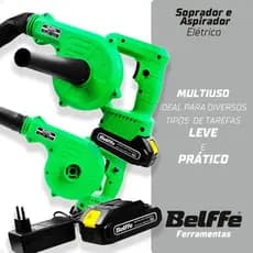 Soprador De Folhas E Aspirador De Pó Elétrico Profissional  Bateria 21V E Coletor De Sujeiras Belffe