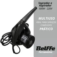 Soprador De Folhas E Aspirador Profissional Elétrico Com 6 Velocidades E Saco Coletor De 500W Belffe