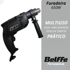 Furadeira Profissional Auto Reverso De Impacto Com Ajuste de  Velocidade Com  Acessórios 650W Belffe