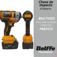 Chave De Impacto Parafusadeira Furadeira Amarela Sem Fio A Bateria 21V Com Soquetes E Maleta  Belffe