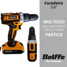 Furadeira Parafusadeira 1500MAH 2 Baterias Removíveis De 21V Sem Fio Com Maleta Com Ponteiras Belffe