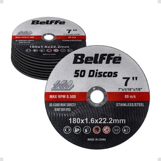50 Discos 7 Polegadas 180x1,6x22,2 Corte Ferro Metal Inox Belffe